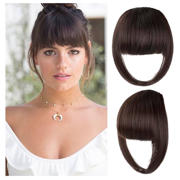 Front Fringe Clip in Hair Extensions One Piece Straight Fringe Hair Piece - Picture 1 of 5